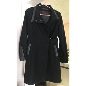 Via Spiga Wool Blend Coat with Leather Trim